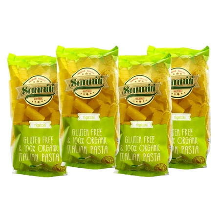 Sanniti Italian Gluten Free European-Kosher Vegan GMO-Free RIGATONI Pasta Made with Corn and Rice 8.8 oz (Pack of 4)