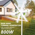 thumbnail image 2 of Dianhelloya 800W High-Efficiency Wind Turbine Generator for Home/Farm/RV/Boat, 6-Blade Design with Low 1.0m/s Startup, 12V/24V AC Power, Waterproof & Durable, 2 of 8
