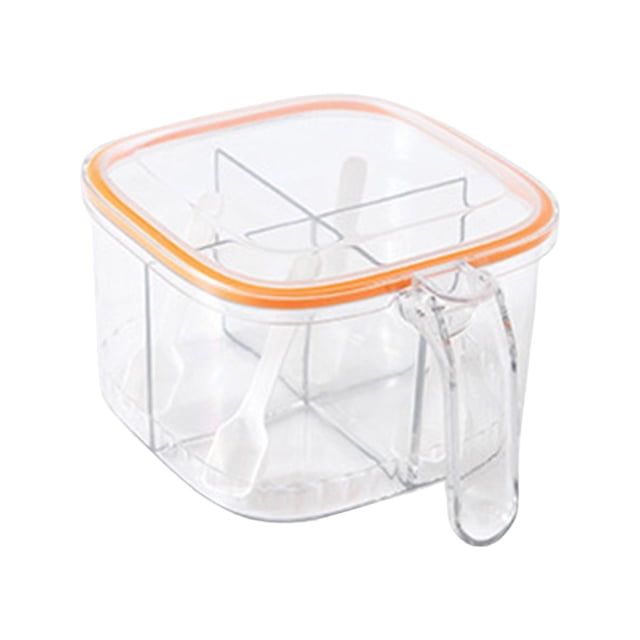Caja de condimentos de 4 compartimentos Contenedor de especias Caja de condimentos Accesorios Condimento Naranja