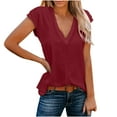 thumbnail image 2 of Wiyuqeen Summer Cap Sleeve Tops for Women Basic Solid Color V Neck Short Sleeve Shirts Trendy Loose Casual Going Out Blouses S-XL, 2 of 6