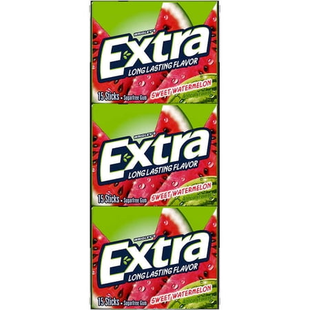 Extra Sugar Free Chewing Gum, Sweet Watermelon, 15 sticks, 12 ct