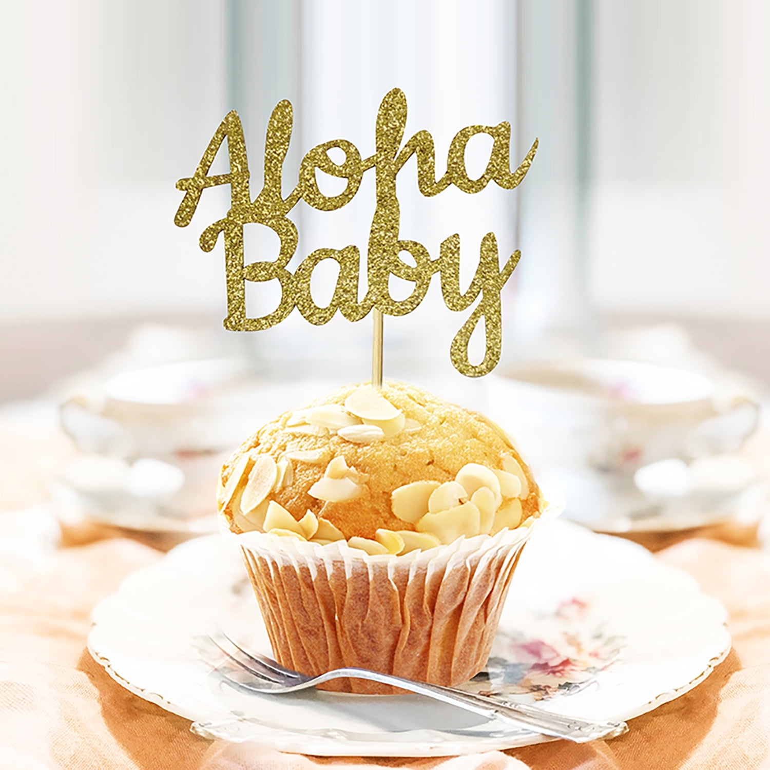 24 Pcs Glitter Oh Baby Cupcake Topper Picks for Baby Shower Party Cake Decorations