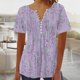 thumbnail image 1 of Fiudx Camisetas para Mujer Top Corto con Botones y Cuello En V Estampado para Mujer, 1 of 3