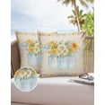 thumbnail image 6 of Pack of 2 Outdoor Pillow Covers, Colorful Floral Watercolor Vase Rustic Burlap Waterproof Square Throw Pillowcase Cushion Decorative Pillow Covers for Couch Patio Tent, 24x24 in, 6 of 6