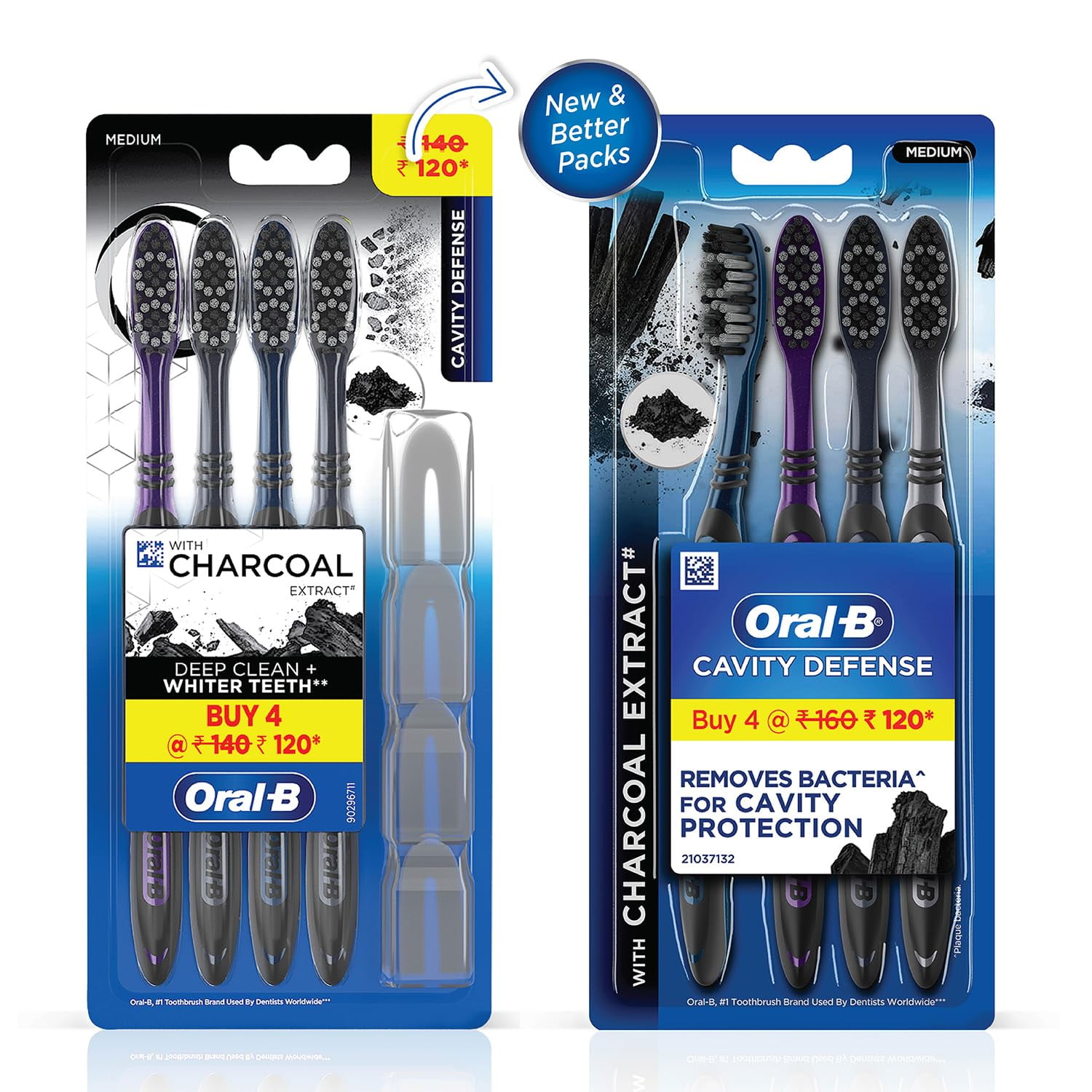 Oral−B D12013T Oral-B, Cavity Defense 123 Black Toothbrush, 4 Pack Medium