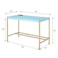 thumbnail image 3 of Office Desks Rectangular Writing Desk with USB Port, Baby Blue and Gold,Home Office Desks, 3 of 5