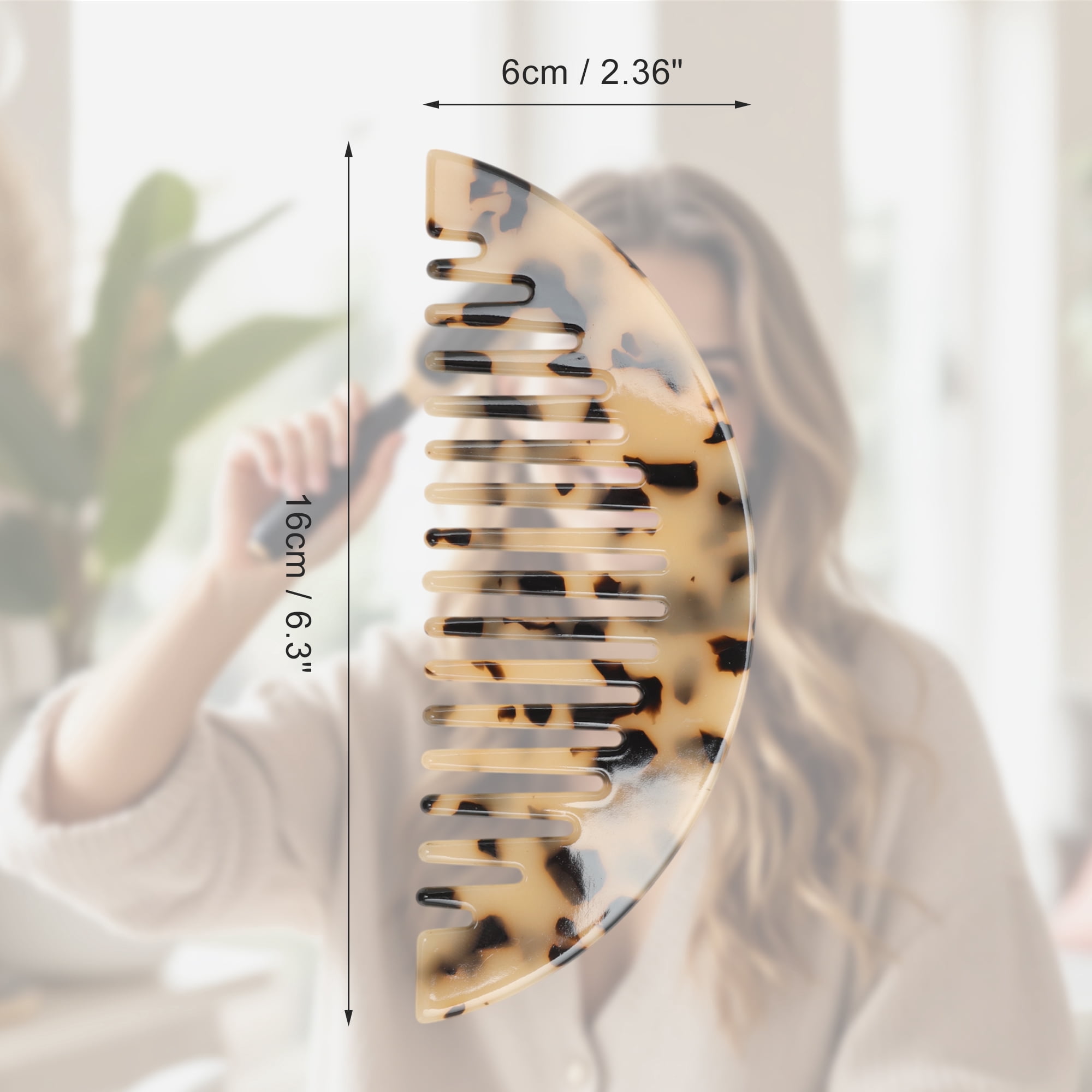 Unique Bargains 1 Pc Convenient Half Round Hair Comb for Making Hair Smooth Beige, Black