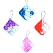 4 Pcs Mini Push Pop Bubble Fidget Toy, Simple Dimple Fidget Toy, Keychain Bubble Pop Desk Toy, Stress Relief Toys Suitable for Kids Adults（Square）