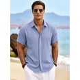 thumbnail image 3 of RICHCOIN Men's Linen Shirts Short Sleeve Casual Shirts Button Down Shirt for Men Summer Beach Shirt, 3 of 7