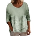 thumbnail image 1 of Womens Long Sleeve Tops T Shirts Trendy Casual Ruffled Crewneck With Pattern Design Fall Clothes for Women Tees Blouses Light Green L, 1 of 3
