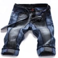 thumbnail image 7 of Mcikkny Fashion Men‘s Straight Denim Shorts Slim Fit Patchwork Jeans Shorts For Male Straight Streetwear, 7 of 7