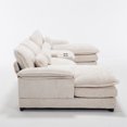 thumbnail image 6 of Aukfa 123" Oversized Sectional Sofa U-shaped Couch w/ Cupholder Console & USB Port for Living Room, Chenille, Beige, 6 of 10