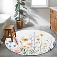 thumbnail image 3 of Round Rugs 4Ft, Spring Floral Round Area Rug Washable Indoor Throw Carpet, Vintage Summer Flower Botanical Soft Non Slip Circle Rug for Kitchen Nursery Room Home Decor Aesthetic, 3 of 8