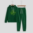 thumbnail image 3 of BiZtdJrK Womens St Patricks Day 2 Piece Sets Casual Drawstring Hooded Tracksuits Shamrock Graphic Long Sleeve Hoodies and High Waisted Jogger Pants Sweatsuits Army Green S, 3 of 6