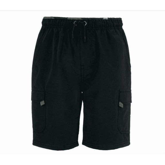 Univibe Big Boys Stonedale Peached Cotton Nylon Pull-on Cargo Shorts - Black