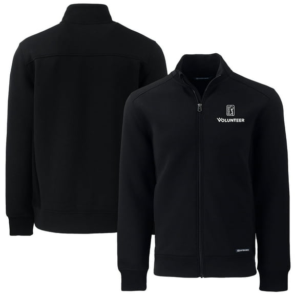 Men's Cutter & Buck  Black PGA TOUR Volunteers Big & Tall Roam Eco Recycled Full-Zip Jacket