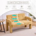 thumbnail image 3 of 46" Wide Modern Armchair with Ergonomic Design, Loveseat Upholstered Sofa with Armrest, Chenille Leisure Sofa for Living Room Bedroom, Yellow, 3 of 9