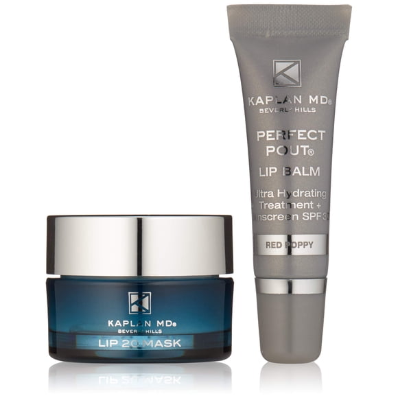 KAPLAN MD Perfect Pout Duo Mascarilla labial (0.5 oz.) y bálsamo labial 0.17 oz. - Cuidado completo antiedad para labios