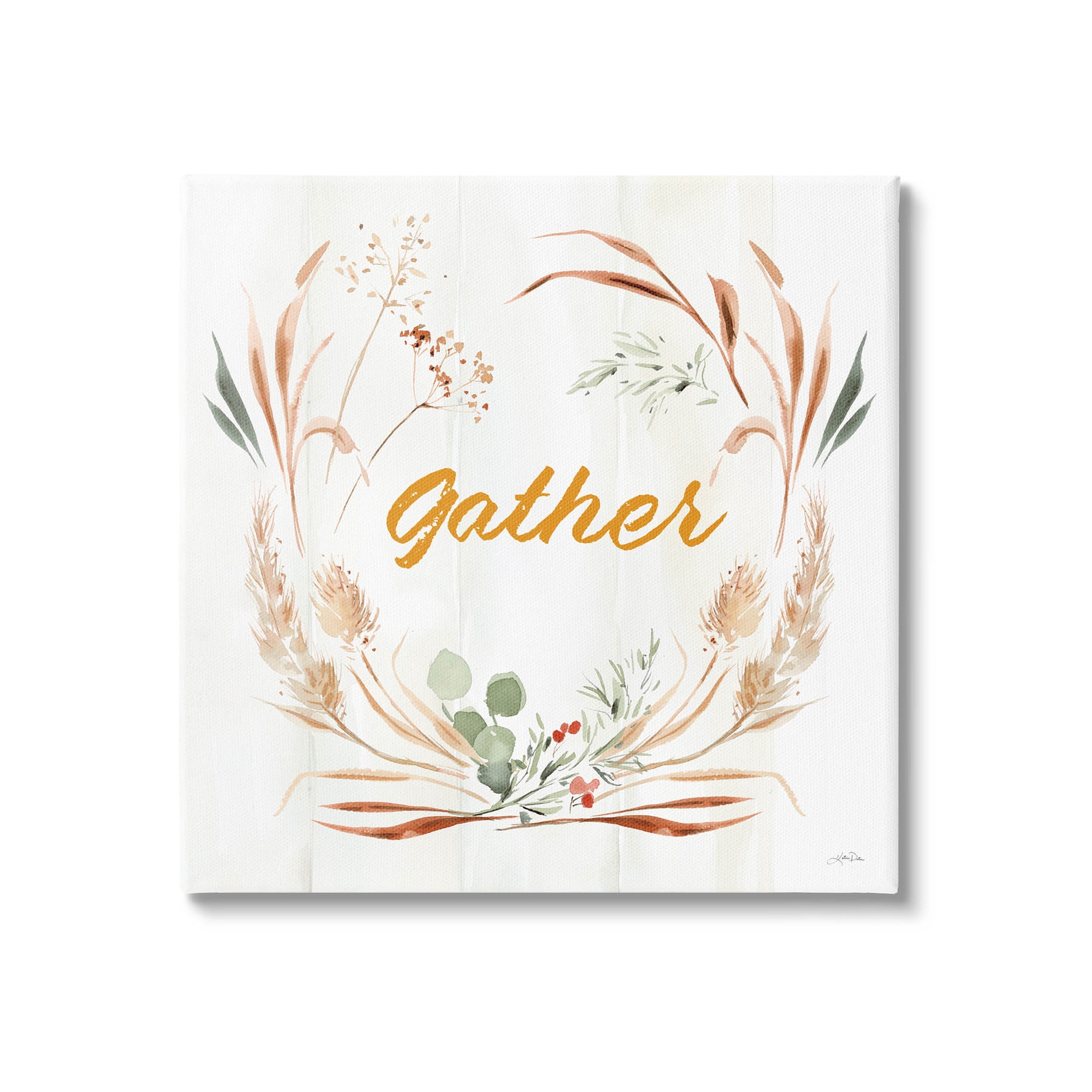 Stupell Industries Gather Phrase Herbs Wreath Graphic Art Gallery Wrapped Canvas Print Wall Art, Design by Katrina Pete