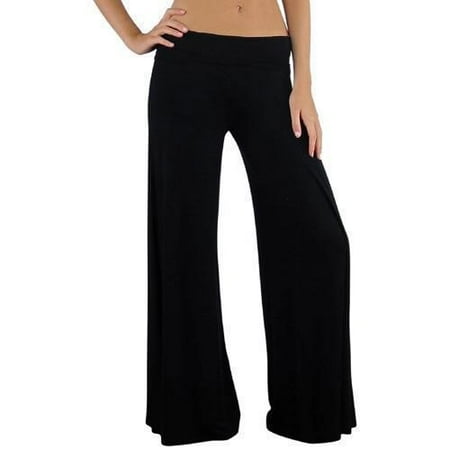Womens Wide Leg Boho Palazzo Gaucho Pants - Plus Size 1X - Black