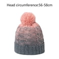 thumbnail image 2 of Gorro de invierno con puños suaves, pompón, rayas, tejido, calavera, gorro de esquí holgado, gorro de lana de mezcla de colores degradados, 2 of 5