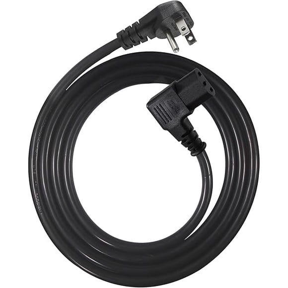 LujingZ 90 Degree Computer Power Cord - 6FT Right Angle IEC Power Cord, Universal PC Power Supply Cord, 16AWG, Black NEMA 5-15P Angle Type to C13 3 Prong Angled AC Power Cord for PC/Wall Mounting TV
