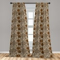 thumbnail image 2 of Geometric Window Curtains, Abstract Circle and Spiral Shapes With Leopard Blossom Ornament Print, Lightweight Decor 2-Panel Set with Rod Pocket, Pair of - 28"x63", Warm Taupe Dark Orange, by Ambesonne, 2 of 3