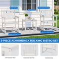 thumbnail image 3 of SERWALL Outdoor Rocking Bistro Set, 3 Pieces Patio Furniture Set, Porch Chairs and Coffee Table Set with Umbrella Hole, for Lawn Balcony Deck, White, 3 of 12