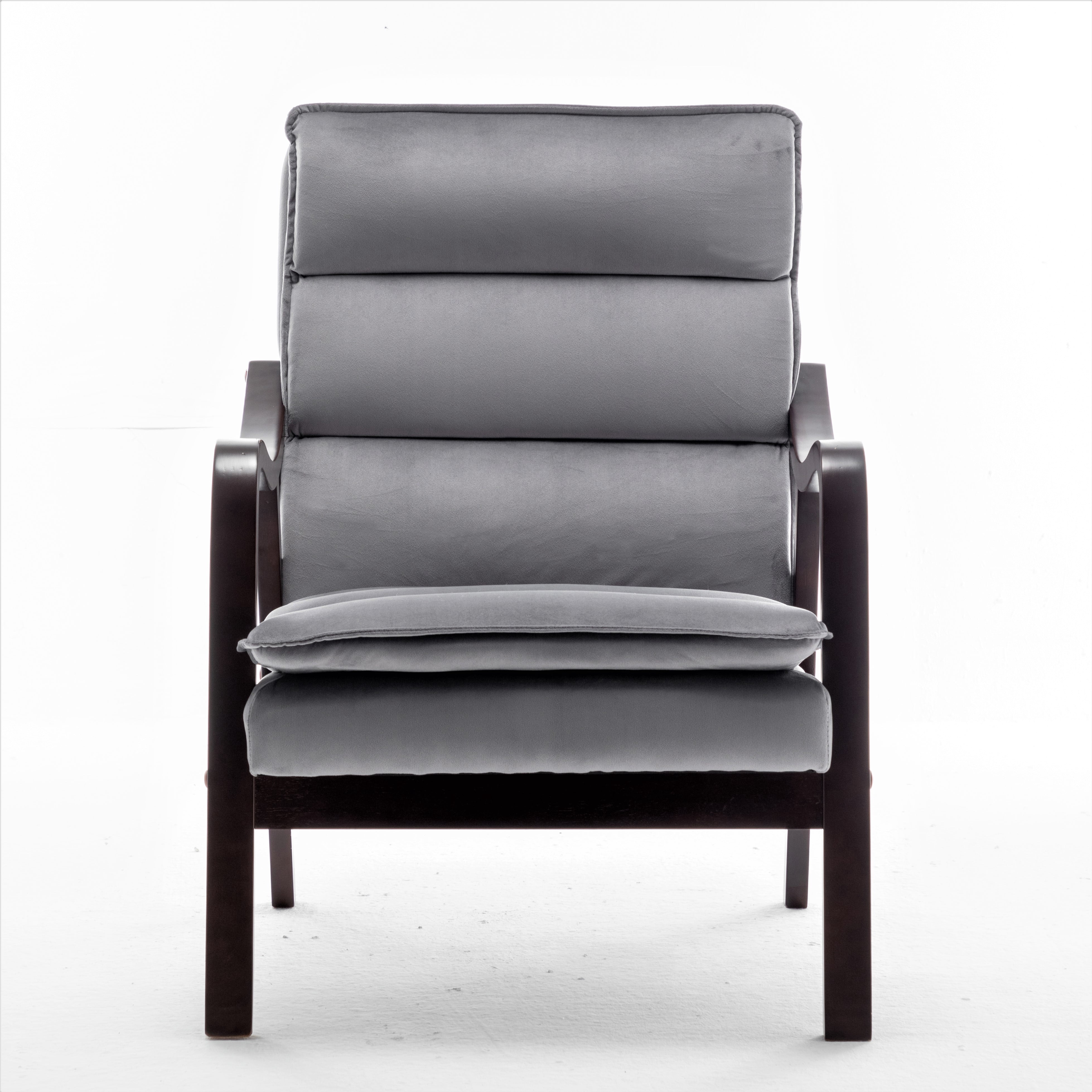 US Pride Furniture Clovis 24.8" Wide Mid-Century Modern Velvet Armchair, Gray