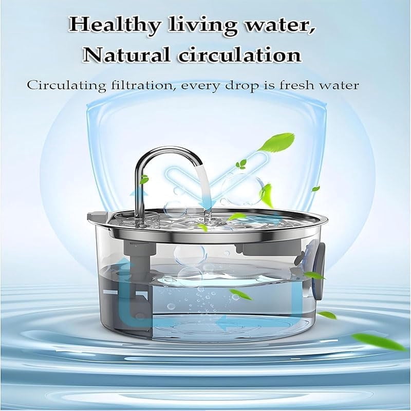 4L Stainless Steel Automatic Pet Water Fountain, Large Capacity Dog/Cat Water Dispenser with Filter, 1 Pack