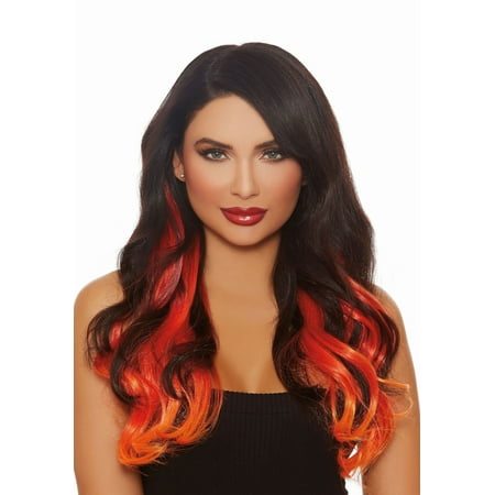 Long Straight 3 Piece Ombre Burg Red Orange Hair Extensions