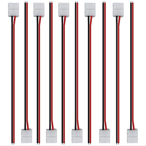 LightingWill 10 Pcs/Pack Bande Métallique Sans Soudure à Encliqueter 2 Conducteurs Connecteur de Bande LED pour Bandes LED Flex de 10mm de Large 5050 5630 Couleur Unique