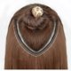 thumbnail image 3 of Media peluca con extensiones de cabello con clip, forma de U, grandes y onduladas, 60 cm, color marrón claro, gruesas, de una sola pieza., 3 of 5