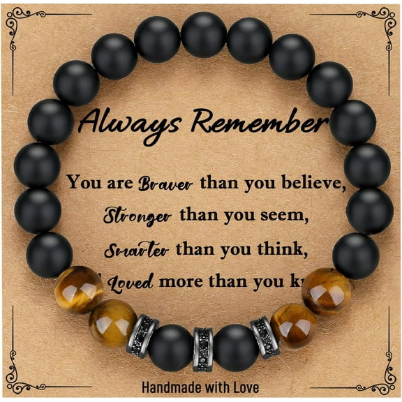 Natural Stone Bracelet for Men, Boys, Sons, Grandsons, Nephews, Boyfriends, Dads, Stepdads - Birthday Gifts Easter Gifts Christmas Gifts Men Teenagers Boys