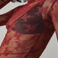 thumbnail image 4 of Women‘s Long Sleeve Lace Shirts with Mesh See-Through and Mock Neck, 4 of 5