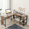 thumbnail image 3 of Costway Bureau d'Ordinateur d'Angle en Forme de L Industriel avec Étagères de Rangement, 3 of 10