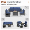thumbnail image 6 of UDPATIO Patio Furniture Set with Fire Pit Table, Outdoor Patio Sofa Set With Wide Armrest, All-Weather Wicker Rattan Guest Set With Cushion And Glass Table And Waterproof Cover, Grey&Navy Blue, 6 of 6