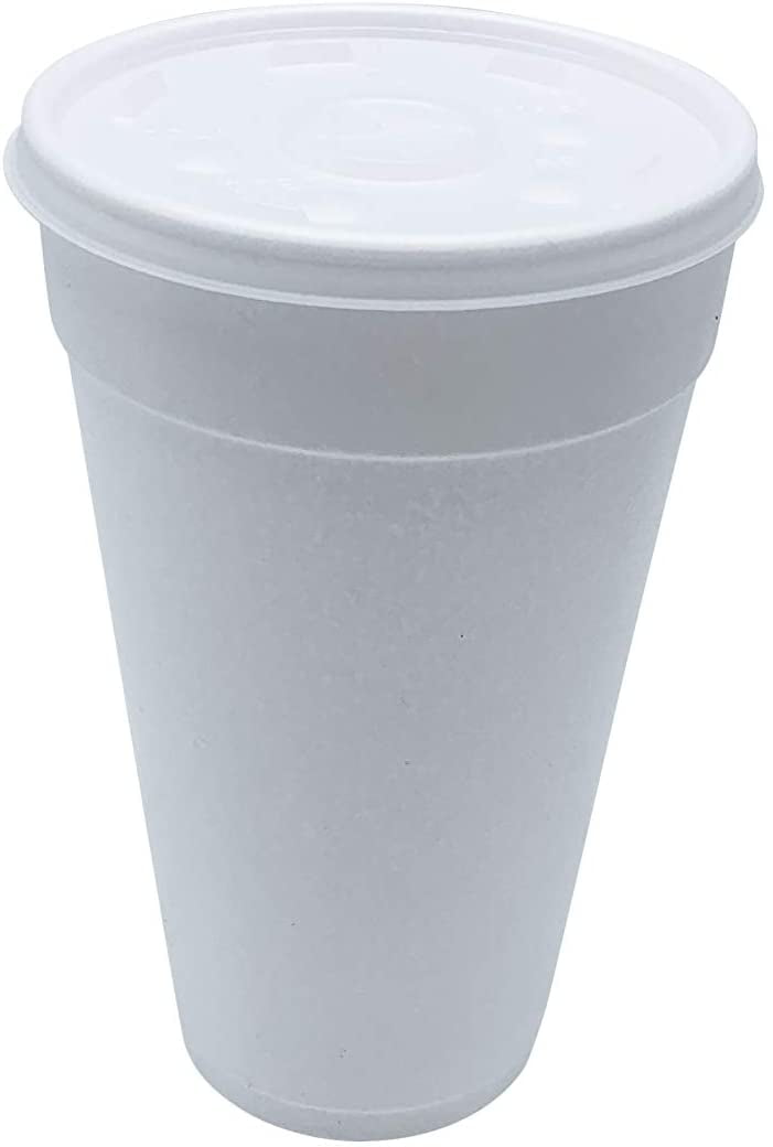 AMZ Empire Dart Disposable Coffee Cups Foam Hot Drink Beverage To Go 20 Ounce 50/Case With Lids