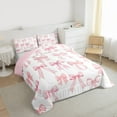 thumbnail image 3 of Homewish Kawaii Bowtie Ribbon Bedding Comforter Set,Polka Dots Bowknot Twin Comforter Sets,Pink White Bedding Set For Girl Kids,Luxury Bedroom Decor Reversible,2pcs, 3 of 8