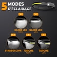 thumbnail image 2 of Linterna frontal recargable por USB - Linterna frontal LED con 5 modos de luz blanca ultrapotente - Resistente a salpicaduras y liviana para andar en bicicleta y correr, 2 of 5