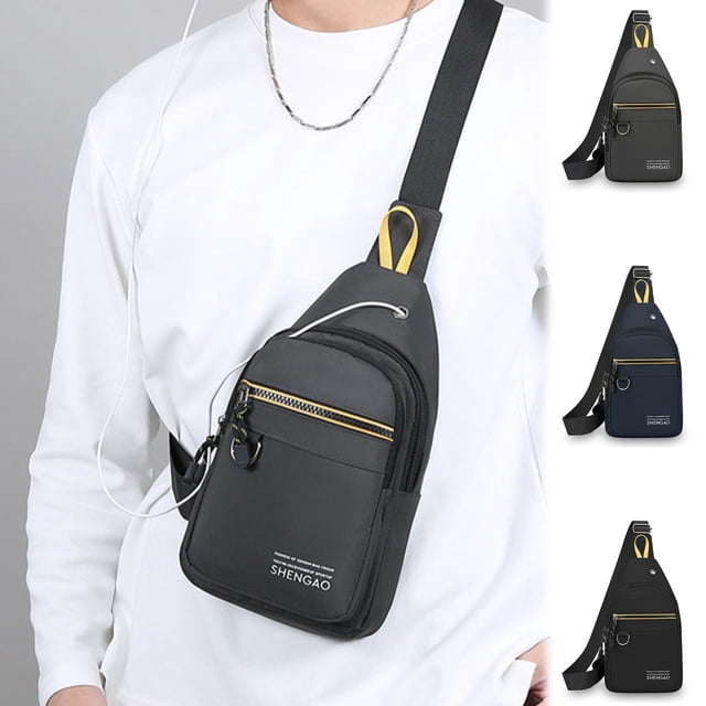 Bolsa de pecho Bandolera Bolsa deportiva de pecho • Almacenamiento en capas con múltiples bolsillos • Bandolera ajustable en el hombro • Tela ligera resistente al agua, 30x15x6cm