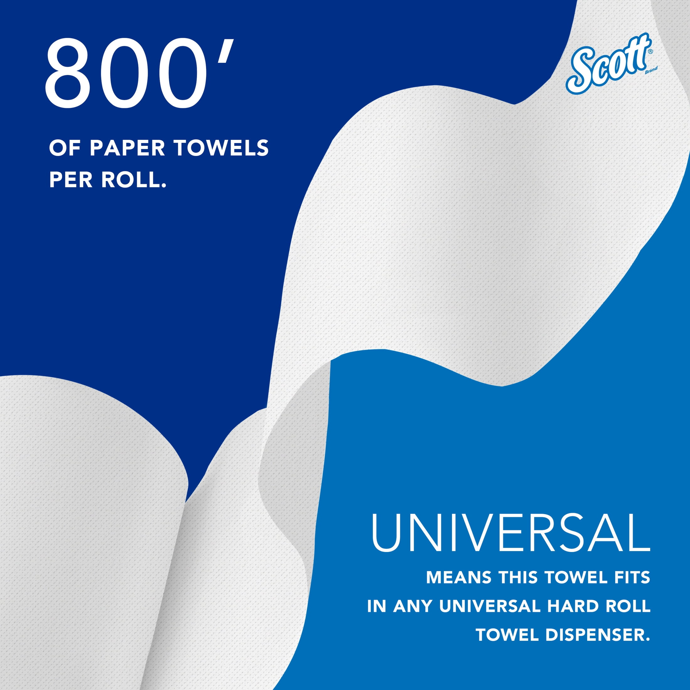 Scott Professional Essential Universal Hard Roll Paper Towels, Bulk (01040), Hardwound 1.5" Core, Absorbency Pockets, White (12 Rolls at 800' Each, 9,600'/Case)