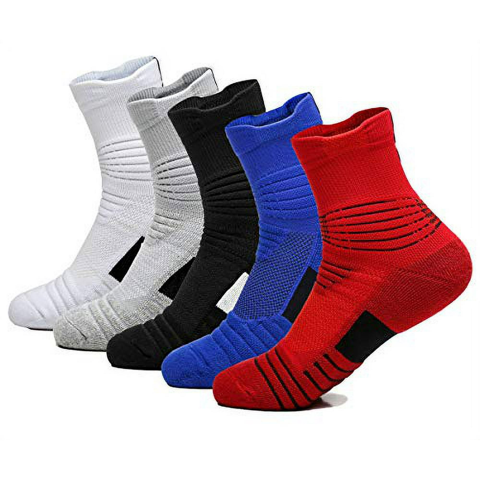 Yoknatt Elite Basketball Socks Calf High Cushion Thick Hiking Soccer Baseball Socks Athletic Crew Socks for Men Women Boys Walmart