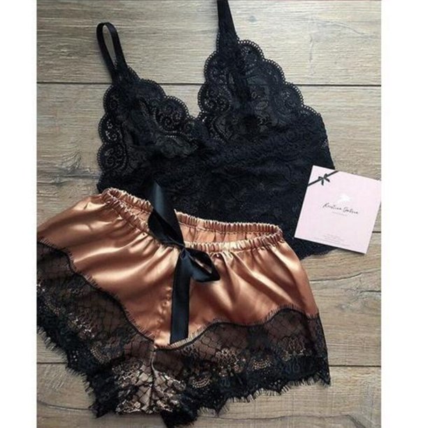 1 Conjunto de ropa de dormir para mujer, camisón de encaje informal a la moda Sexy, conjunto de lencería, conjunto de pantalones cortos, picardías, pijama, ropa interior para mujer xuanjing unisex