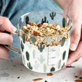 thumbnail image 3 of Taza de desayuno de vidrio transparente con asa, taza de leche de 15 onzas, lindo patrón de cactus, 3 of 4