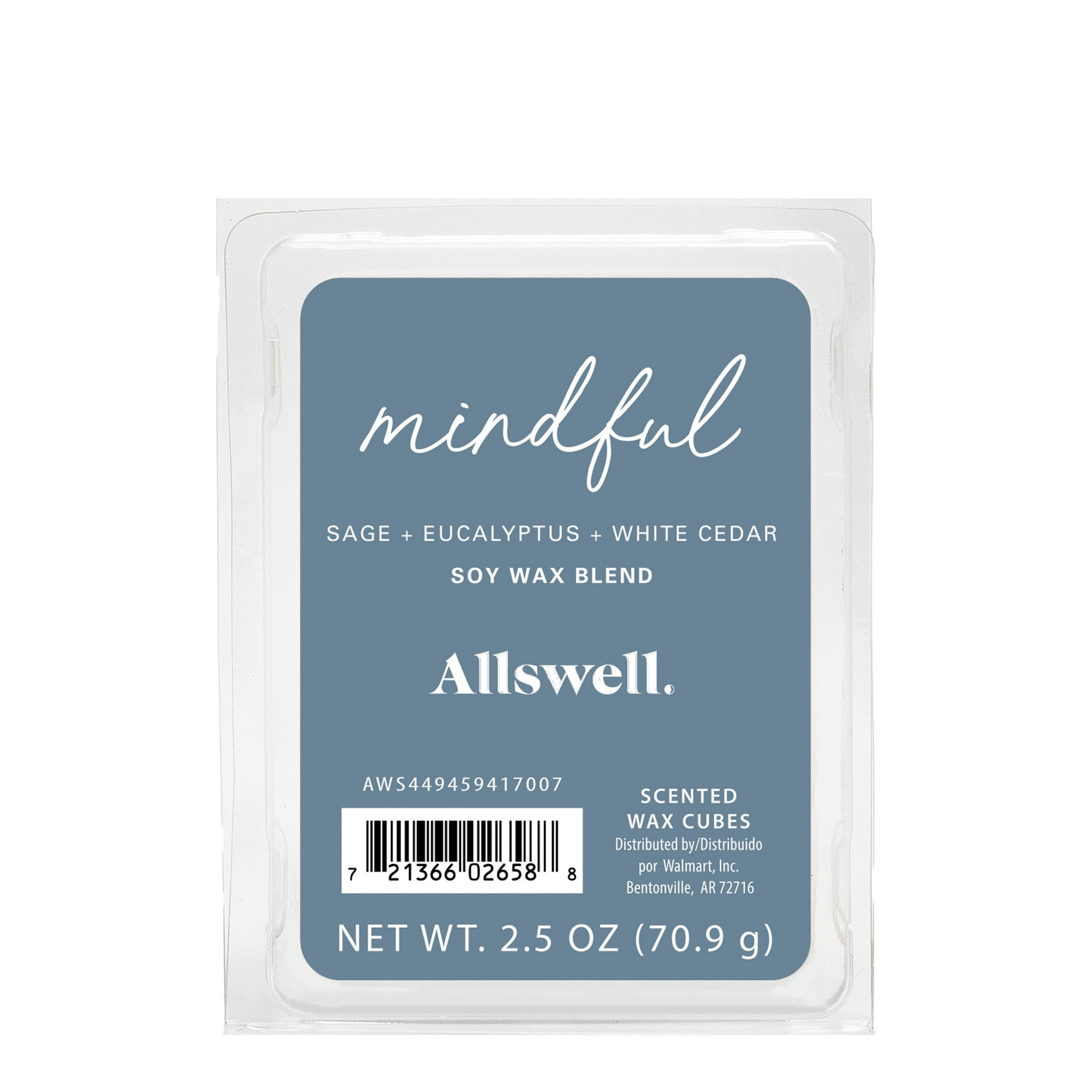 Allswell 6 Cube Wax Melts, Mindful (Sage + Eucalyptus + White Cedar), 2.5 oz