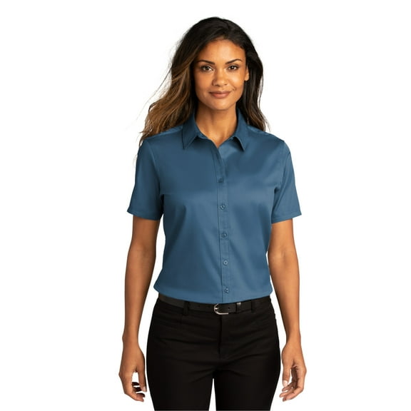 Port Authority LW809 Ladies Short Sleeve React Twill Shirt, Womens Button Down Shirts