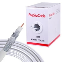 [FiveStarCable] RG6Q White PureConnect  500ft Coax Cable – Quad Shielded, 18 AWG, 75 Ohm for HD TV, Satellite, Internet & CCTV