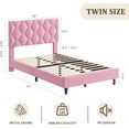 thumbnail image 3 of Pink Twin Bed Frame with Upholstered Headboard, Heavy-Duty Platform Bed Frame with Strong Wood Slats, No Box Spring Needed/Noise Free/Easy Assembly, 3 of 9