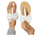 thumbnail image 4 of LOVZFMLL Sandals for Women 2025 Summer Bow Knot Flat Flip Flops Slip On Open Toe Thong Casual Outdoor Beach Vacation Slippers White 8.5, 4 of 7